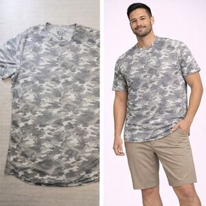 BYLT Premium Basics Mens XL Drop Cut SS Performance Shirt Grey Camo Curved Hem